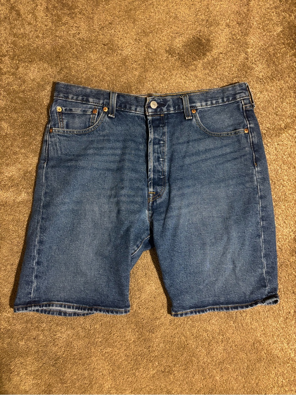 Levi’s 501 Men’s Denim Shorts W36 Blue Cut Off Jean Shorts Button Fly Waterless